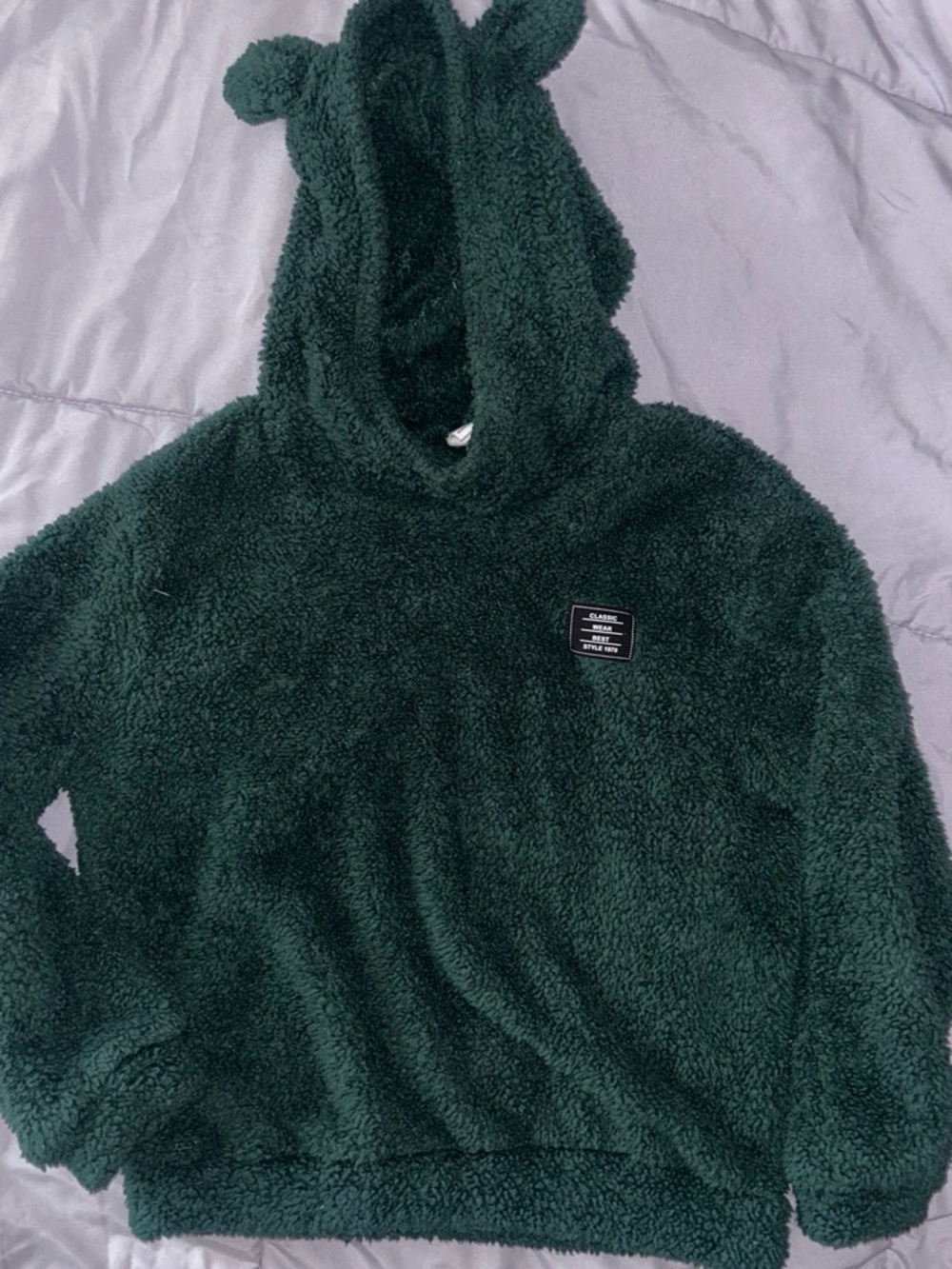 Cozy Forest Green Sherpa Hoodie Sweater - Picture 1 of 1